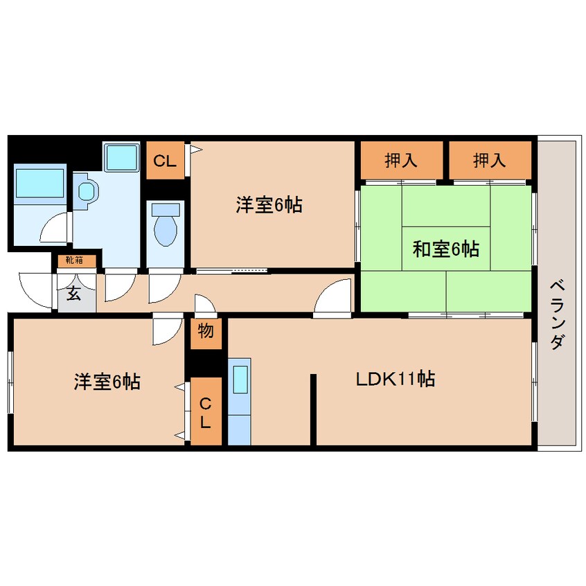 間取図 静岡鉄道静岡清水線/県総合運動場駅 徒歩12分 2階 築26年