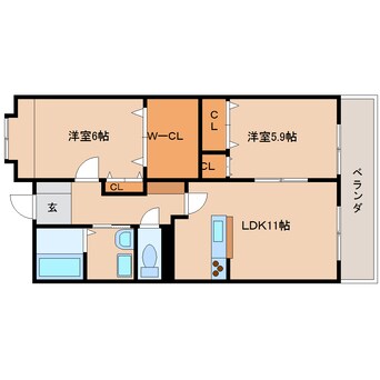 間取図 東海道本線/静岡駅 バス24分中央町下車:停歩2分 1階 築23年