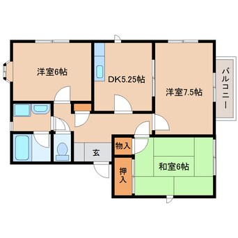 間取図 静岡鉄道静岡清水線/県立美術館前駅 徒歩9分 2階 築36年