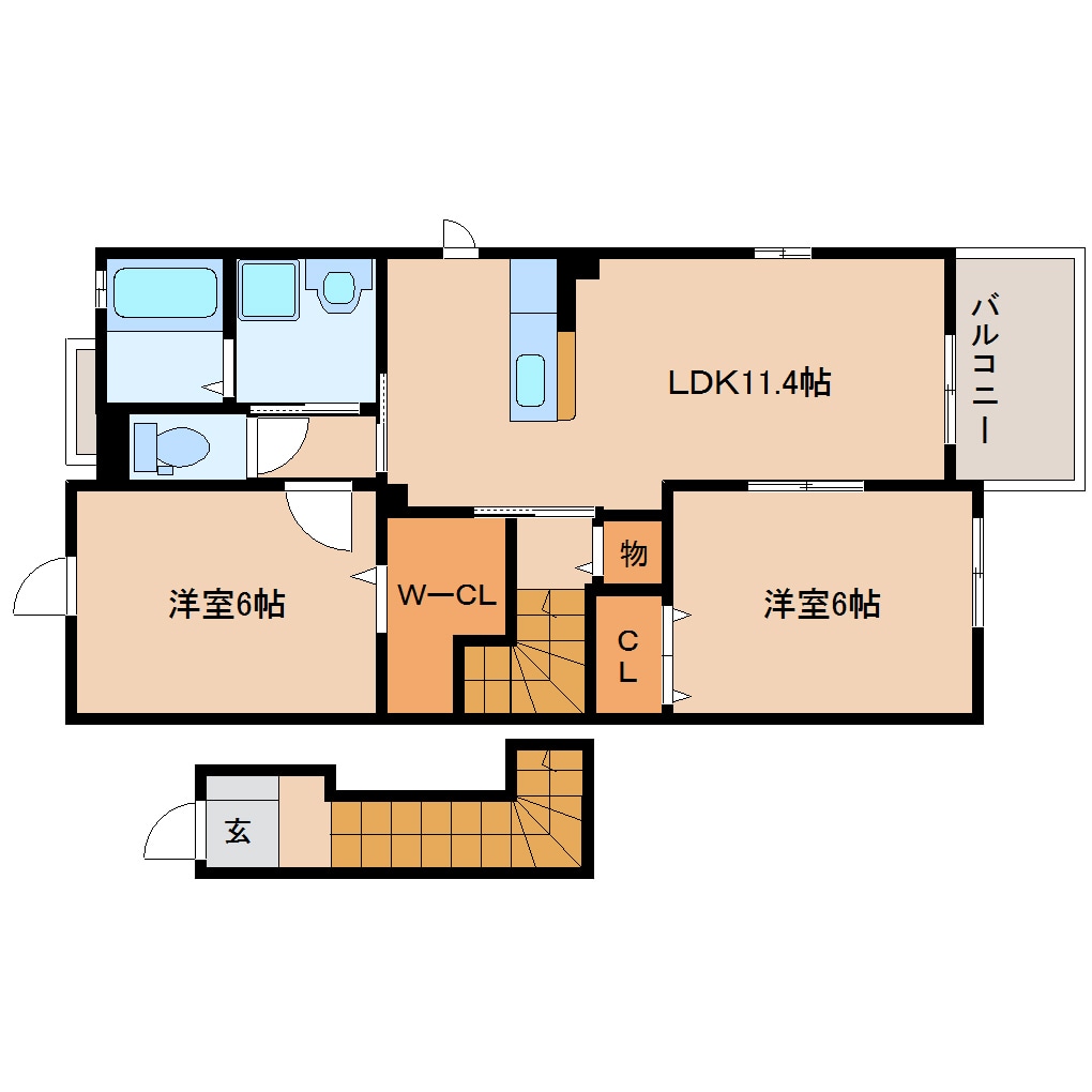 間取り図 東海道本線/草薙駅 バス22分瀬名神殿下下車:停歩5分 2階 築12年