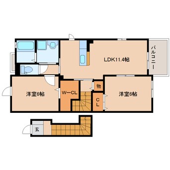 間取図 東海道本線/草薙駅 バス22分瀬名神殿下下車:停歩5分 2階 築12年