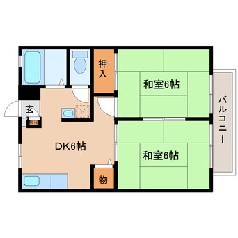 間取図 東海道本線/草薙駅 バス11分常葉大学付属橘高校入口下車:停歩7分 2階 築33年