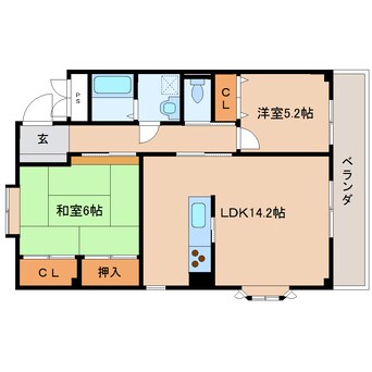 間取図 静岡鉄道静岡清水線/御門台駅 徒歩8分 2階 築25年