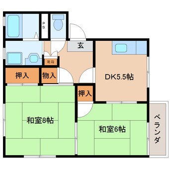 間取図 静岡鉄道静岡清水線/狐ケ崎駅 徒歩14分 2階 築29年