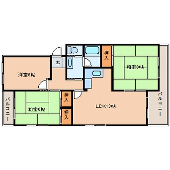 間取図 静岡鉄道静岡清水線/草薙駅 徒歩6分 2階 築28年