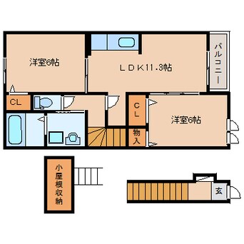 間取図 東海道本線/草薙駅 徒歩18分 2階 築9年