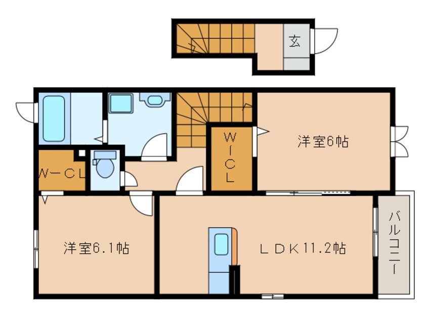 間取図 東海道本線/静岡駅 バス26分汐出町停下車:停歩5分 2階 築9年