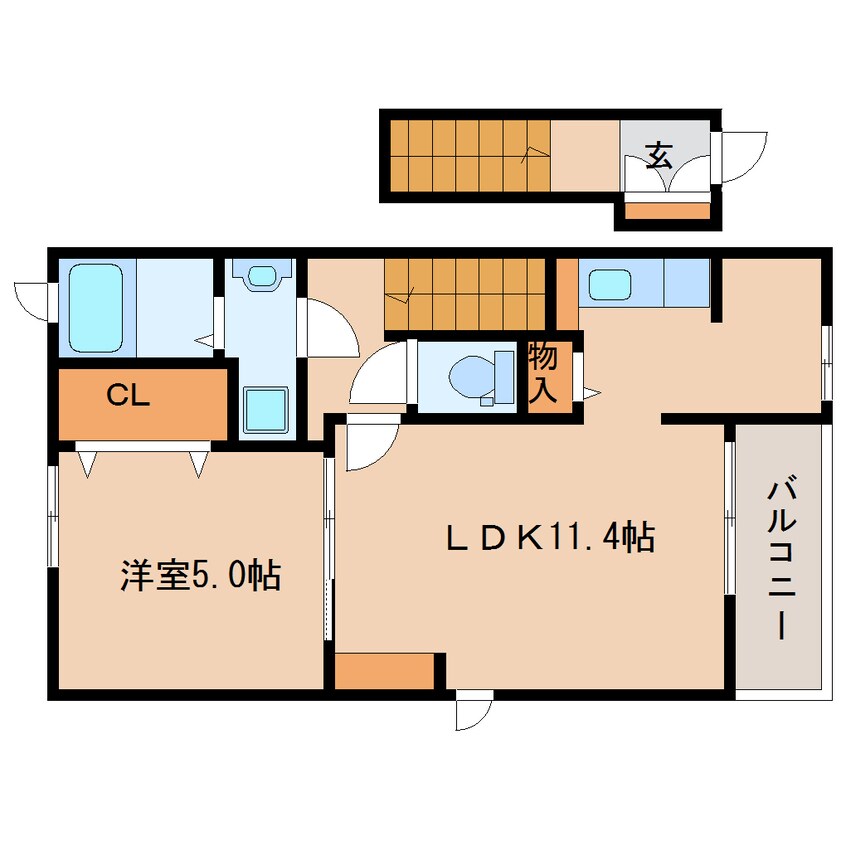 間取図 静岡鉄道静岡清水線/狐ケ崎駅 徒歩15分 2階 築8年