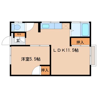 間取図 東海道本線/草薙駅 徒歩14分 2階 築51年