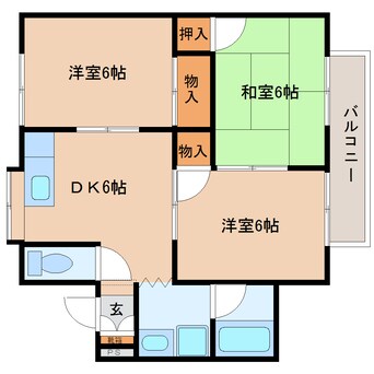 間取図 静岡鉄道静岡清水線/御門台駅 徒歩19分 2階 築33年