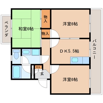 間取図 東海道本線/草薙駅 徒歩20分 3階 築31年