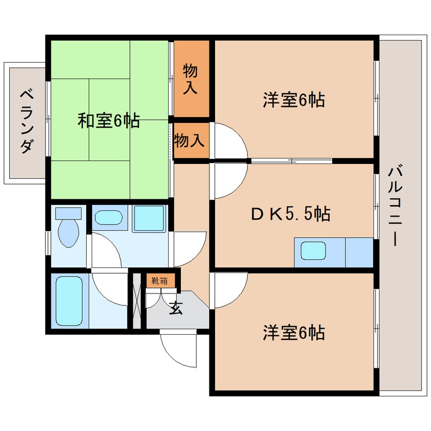 間取図 東海道本線/草薙駅 徒歩20分 3階 築31年