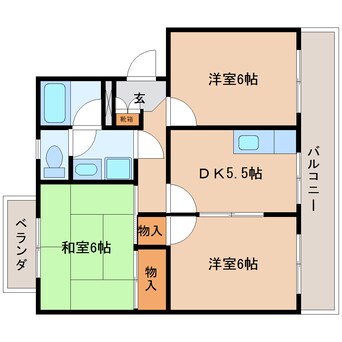 間取図 東海道本線/草薙駅 徒歩20分 3階 築30年