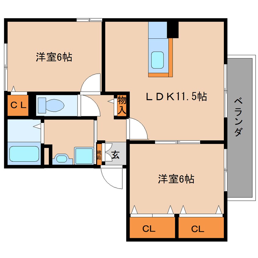 間取図 静岡鉄道静岡清水線/県立美術館前駅 徒歩14分 2階 築24年