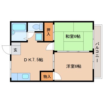 間取図 静岡鉄道静岡清水線/御門台駅 徒歩16分 2階 築36年