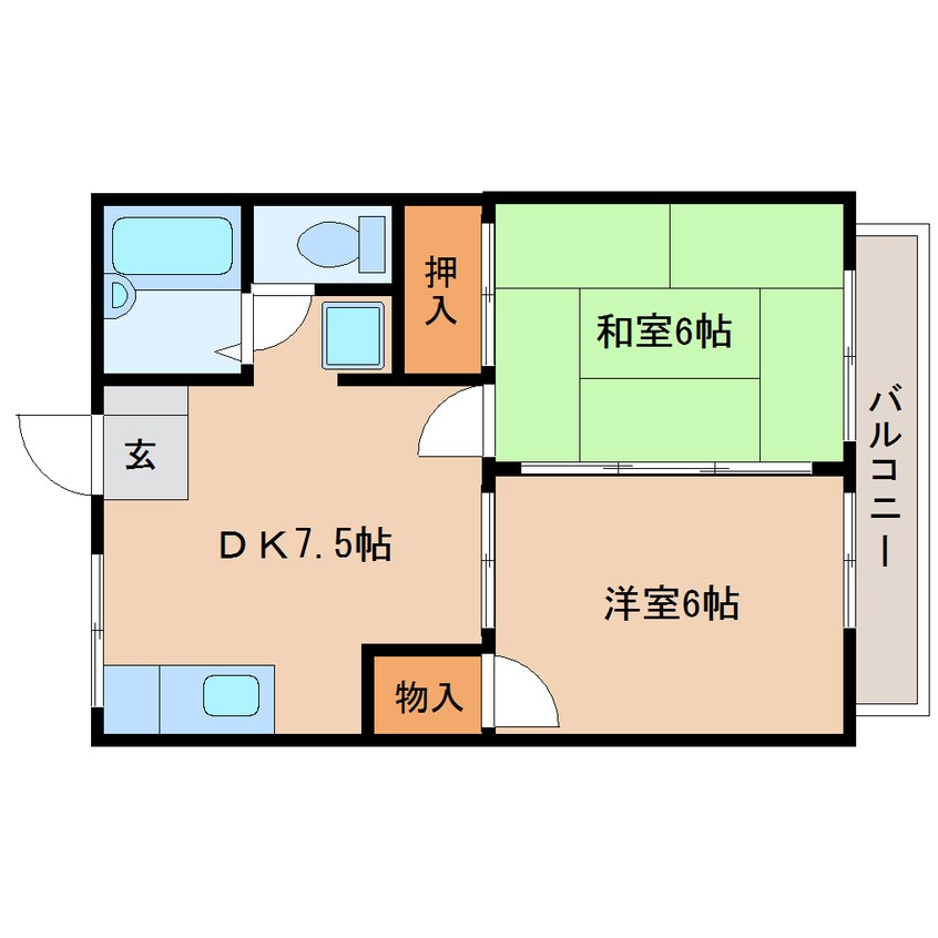 間取図 静岡鉄道静岡清水線/御門台駅 徒歩16分 2階 築36年