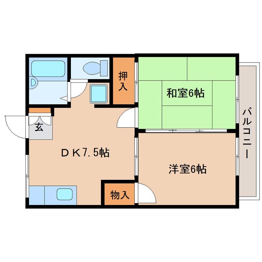 間取図 静岡鉄道静岡清水線/御門台駅 徒歩16分 2階 築36年