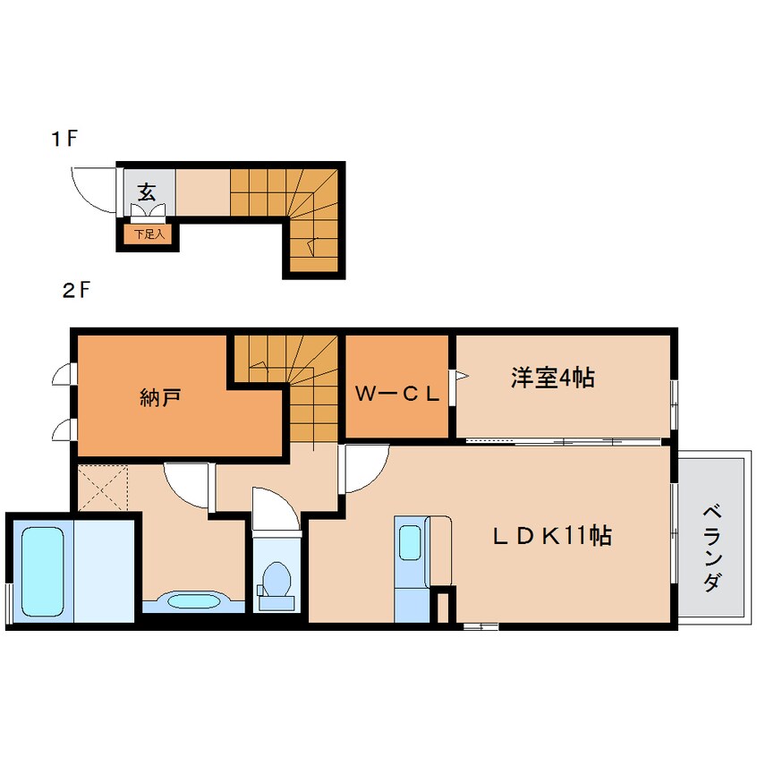 間取図 東海道本線/草薙駅 徒歩20分 2階 築7年