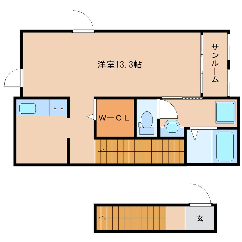 間取図 東海道本線/草薙駅 徒歩8分 2階 築8年
