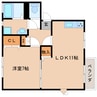 静岡鉄道静岡清水線/県立美術館前駅 徒歩6分 2階 築35年 1LDKの間取り