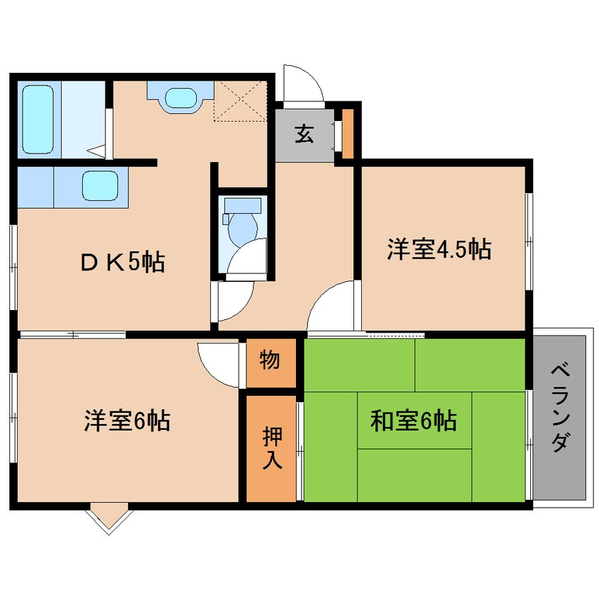 間取図 静岡鉄道静岡清水線/県総合運動場駅 徒歩24分 2階 築36年