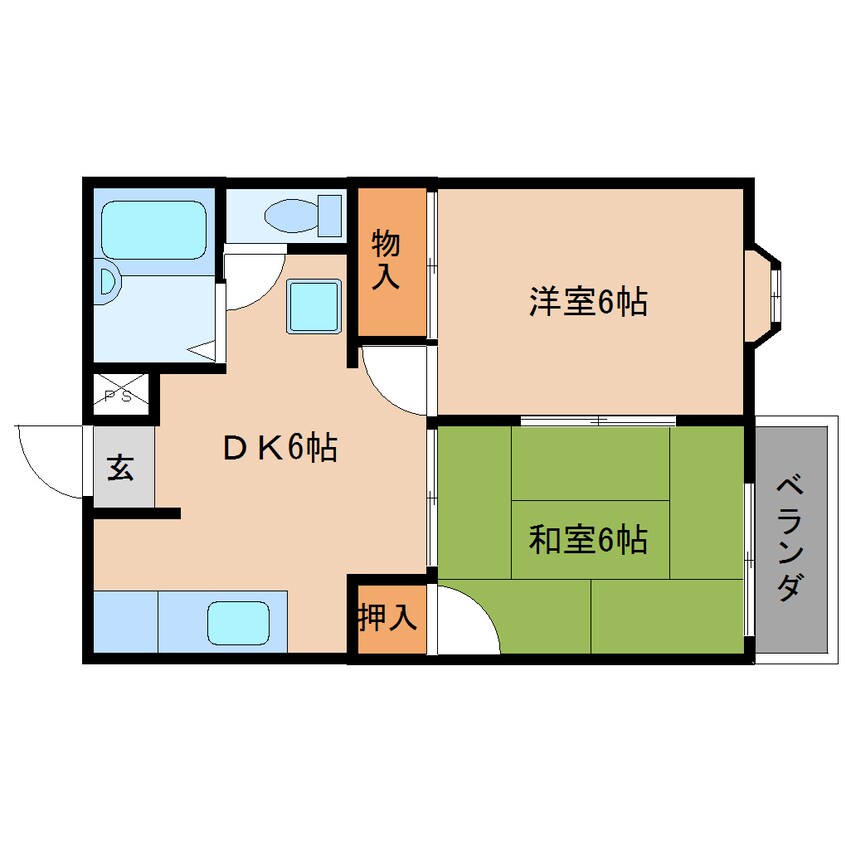 間取図 静岡鉄道静岡清水線/御門台駅 徒歩6分 2階 築31年