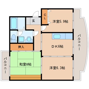 間取図 静岡鉄道静岡清水線/御門台駅 徒歩18分 3階 築20年