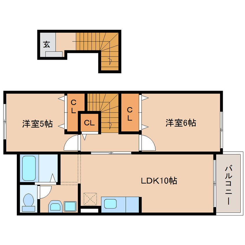 間取図 東海道本線/清水駅 バス24分フレスポ静岡下車:停歩2分 2階 築19年