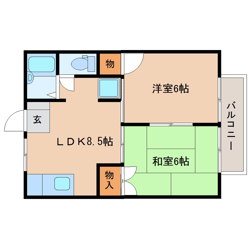 間取図 東海道本線/静岡駅 バス23分中央町下車:停歩9分 2階 築33年