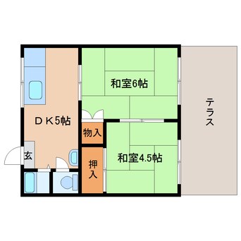 間取図 東海道本線/草薙駅 バス14分常葉短大入口下車:停歩1分 1階 築44年