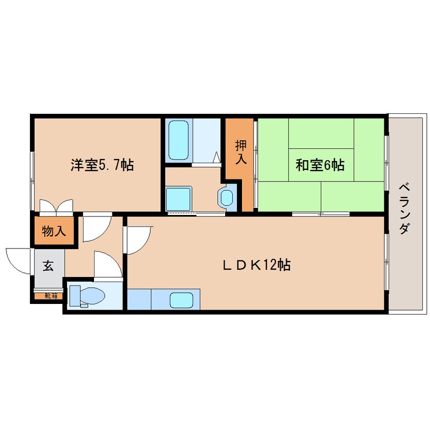 間取図 東海道本線/草薙駅 バス7分東上下車:停歩4分 2階 築30年