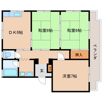 間取図 東海道本線/草薙駅 徒歩7分 3階 築44年