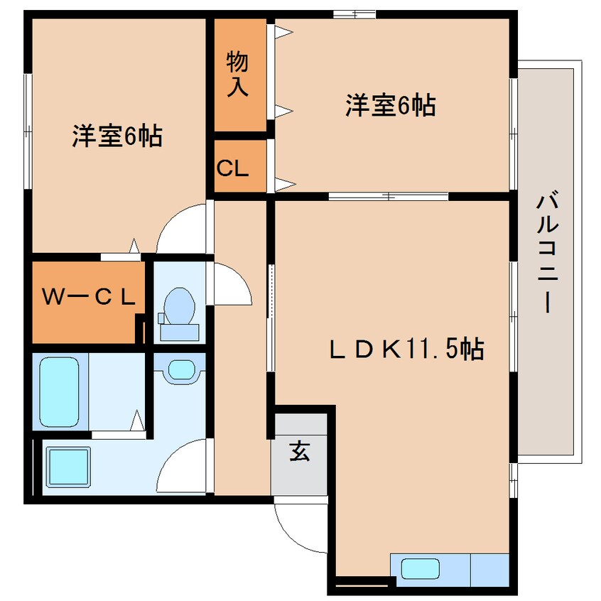 間取図 東海道本線/草薙駅 徒歩23分 2階 築19年