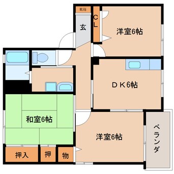 間取図 東海道本線/東静岡駅 徒歩20分 2階 築29年