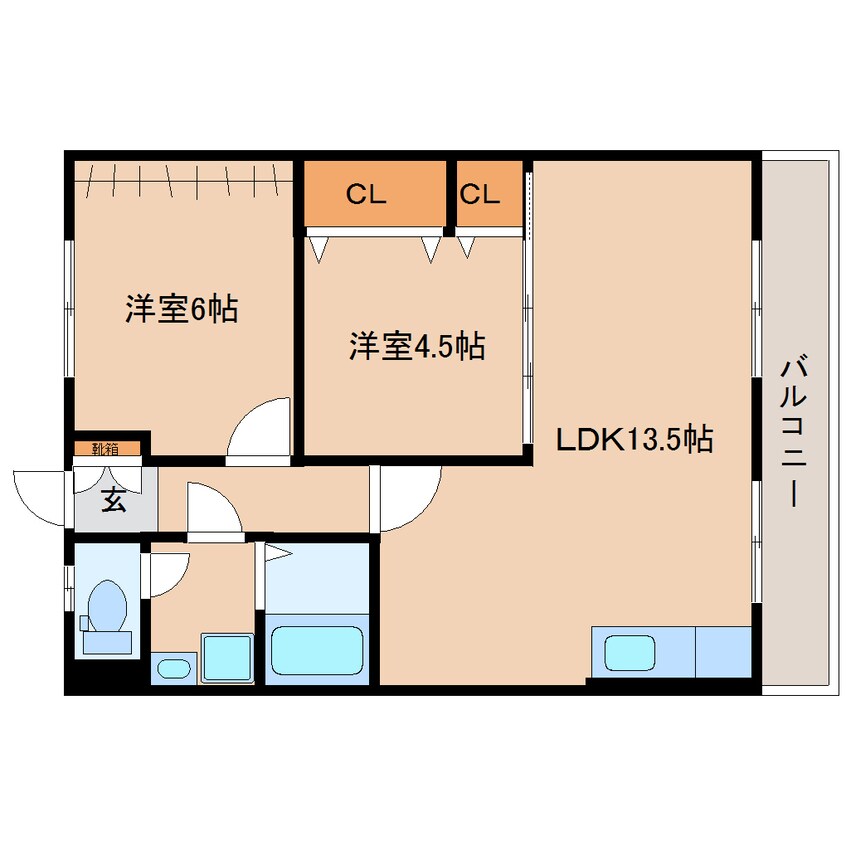 間取図 静岡鉄道静岡清水線/御門台駅 徒歩6分 2階 築37年