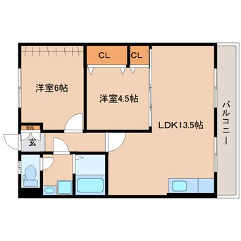 間取図 静岡鉄道静岡清水線/御門台駅 徒歩6分 2階 築37年