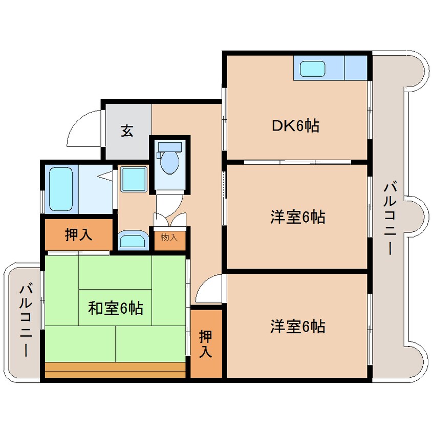 間取図 東海道本線/草薙駅 徒歩10分 4階 築31年