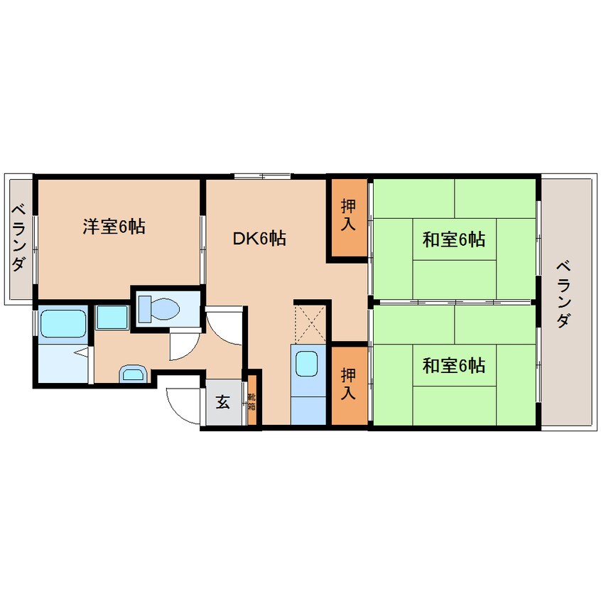 間取図 東海道本線/草薙駅 徒歩2分 3階 築39年