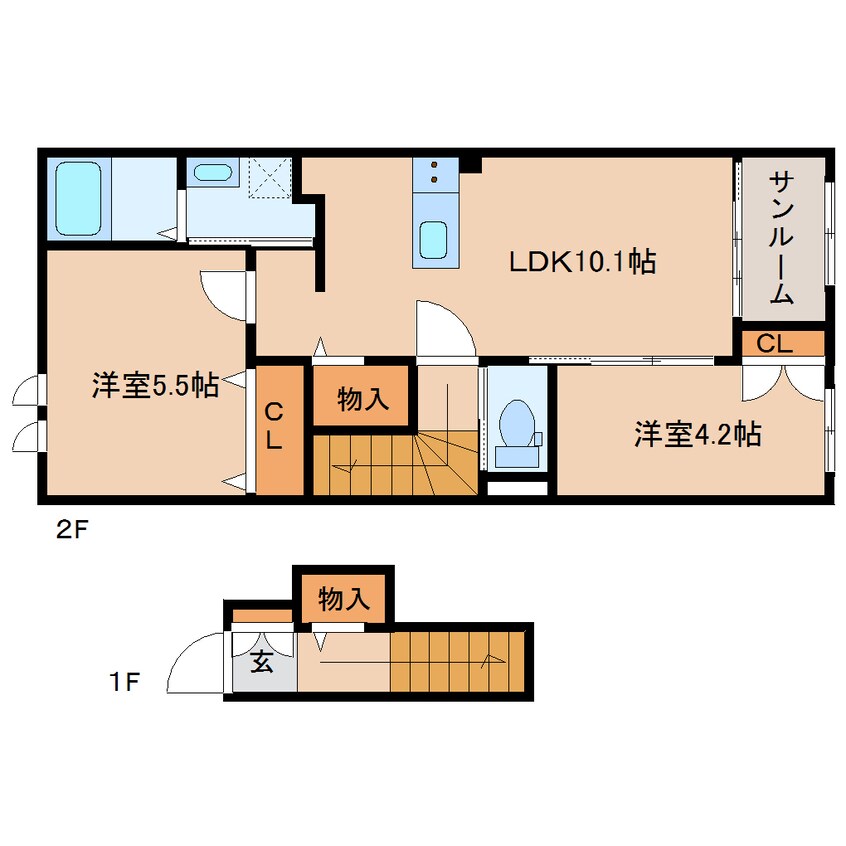 間取図 東海道本線/草薙駅 徒歩30分 2階 築2年