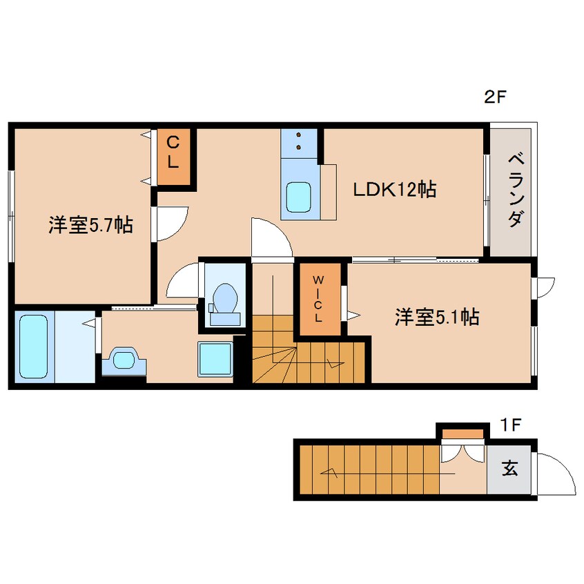 間取図 東海道本線/静岡駅 バス34分瀬名リンク西奈下車:停歩34分 2階 築2年