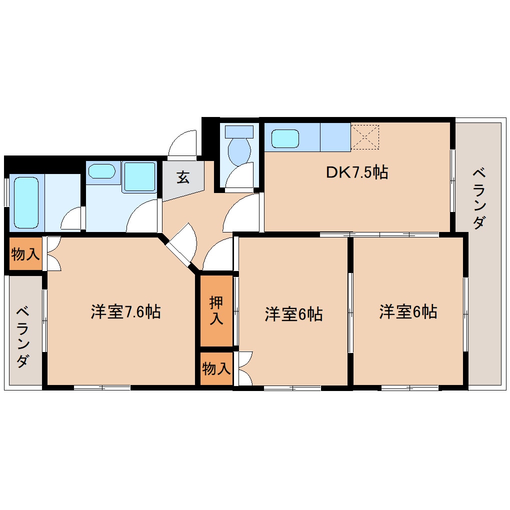 間取り図 東海道本線/草薙駅 バス11分常葉大学付属橘高校入口停下車:停歩6分 2階 築28年