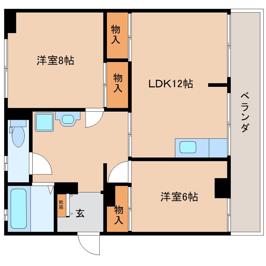 間取図 静岡鉄道静岡清水線/御門台駅 徒歩13分 2階 築39年