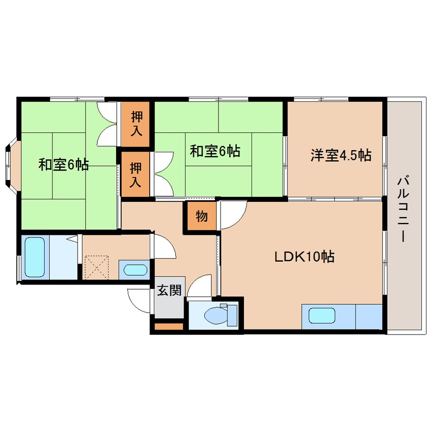 間取図 東海道本線/草薙駅 徒歩11分 2階 築32年