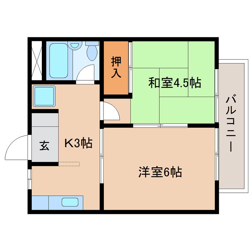 間取図 東海道本線/興津駅 バス10分八木間上下車:停歩1分 2階 築32年