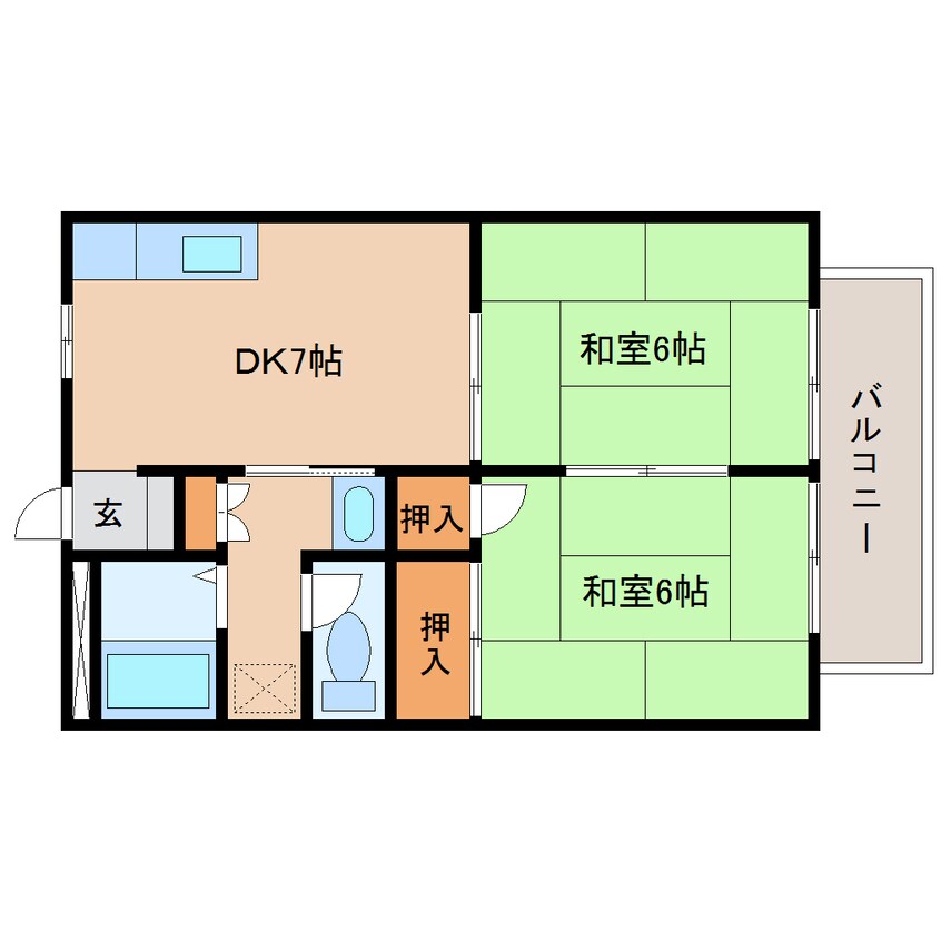 間取図 静鉄バス（静岡市）/新浦安橋 徒歩1分 2階 築36年