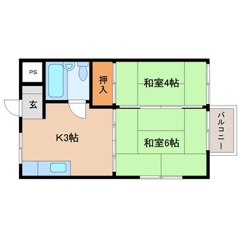 間取図 静岡鉄道静岡清水線/新清水駅 バス9分村松下車:停歩3分 1階 築36年