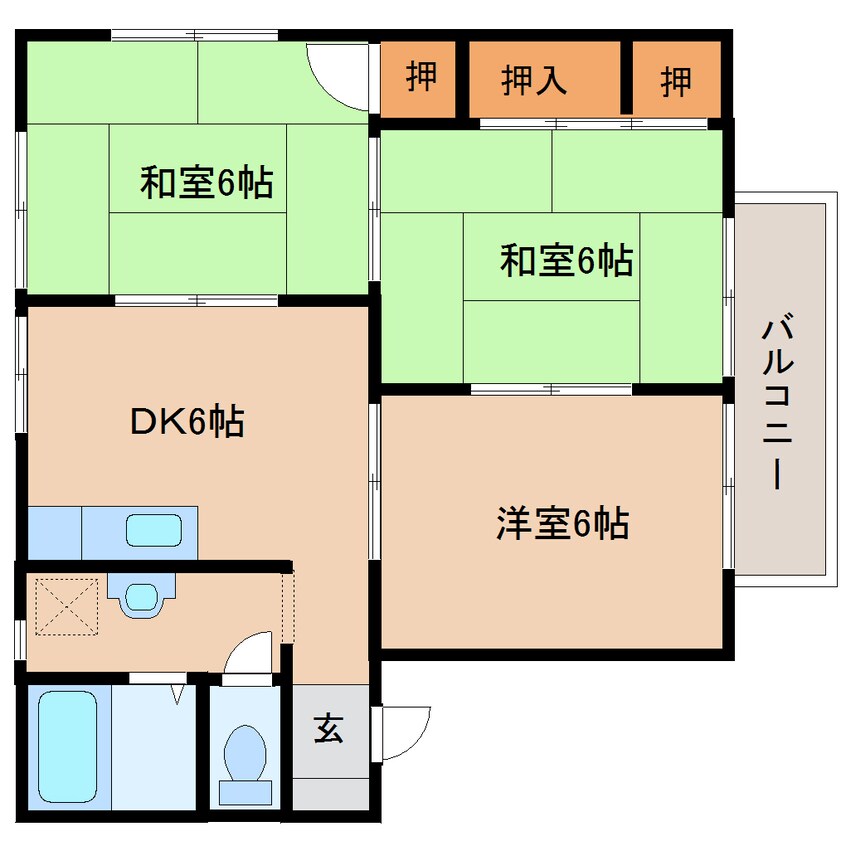 間取図 東海道本線/清水駅 バス13分第六中学校前下車:停歩2分 2階 築34年