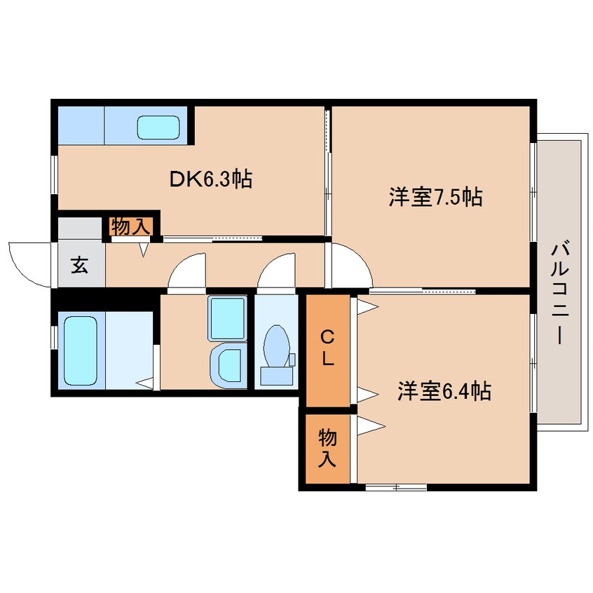 間取図 東海道本線/清水駅 バス22分三保松原入口下車:停歩8分 1階 築22年