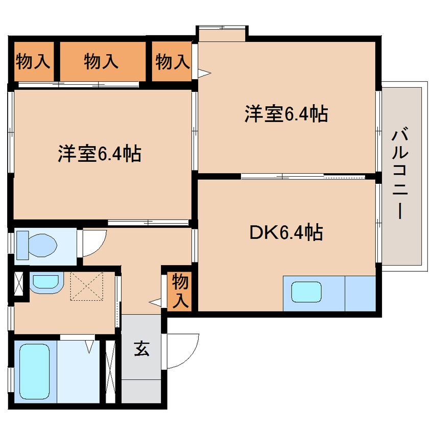 間取図 東海道本線/清水駅 バス14分押切西下車:停歩6分 2階 築30年