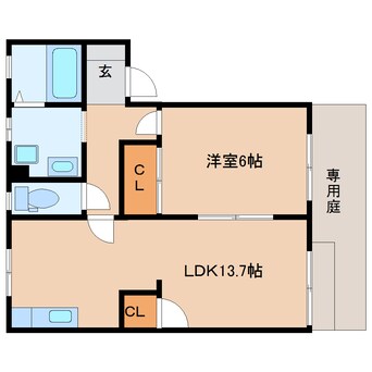 間取図 静岡鉄道静岡清水線/狐ケ崎駅 徒歩23分 1階 築30年